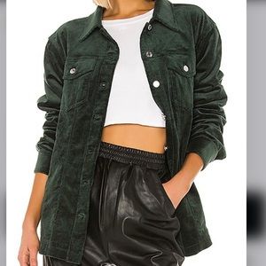 GRLFRND SIZE XS GREEN CORDUROY BELTED SHACKET JACKET